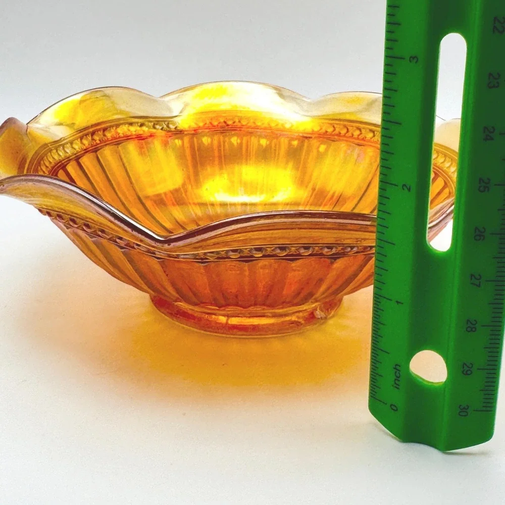 Imperial Fancy Colonial Marigold Carnival Glass Bowl Scalloped Iridescent 7.5